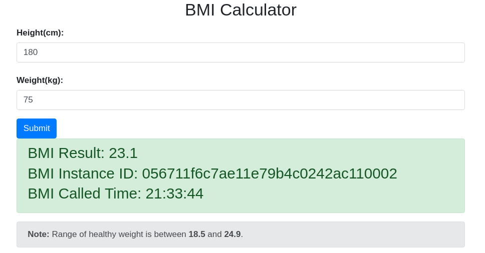 BMI user interface